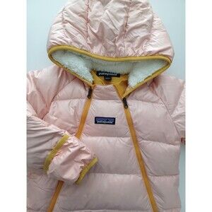 Patagonia Infant One Piece Goose Down Snow Suit High Loft Girls 12M Pink Hooded